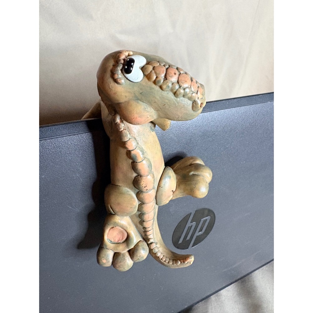 Clay Dinosaur Monitor Sitter T-Rex Shelf Hanger Figurine
